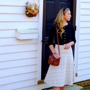 Ann Taylor Belted A-line midi skirt